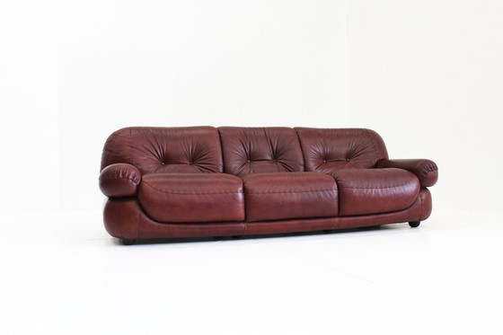 Image 1 of Vintage Sapporo Italiaanse Leren Sofa Mobil Girgi Jaren 70 