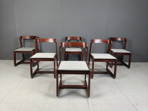 Set van 6 vintage eetkamerstoelen van Mario Sabot, 1970S