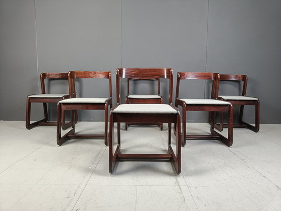 Image 1 of Set van 6 vintage eetkamerstoelen van Mario Sabot, 1970S