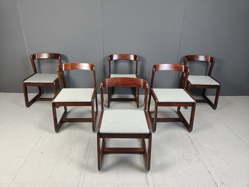 Set van 6 vintage eetkamerstoelen van Mario Sabot, 1970S