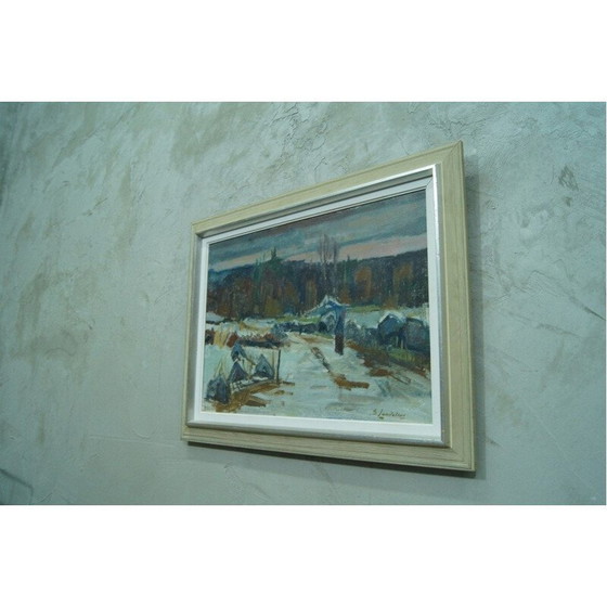 Image 1 of Vintage handgeschreven olieverfschilderij door Bertil Landelius, Zweden 1960