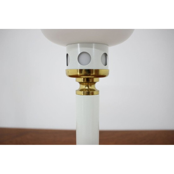 Image 1 of Vintage messing, metalen en glazen tafellamp van Drukov, Tsjecho-Slowakije 1970