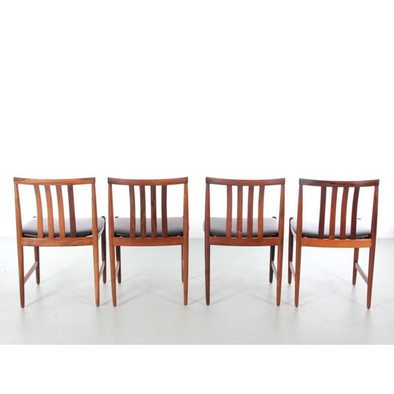 Image 1 of Set van 4 Scandinavische vintage stoelen in rozenhout en leer van Westnofa