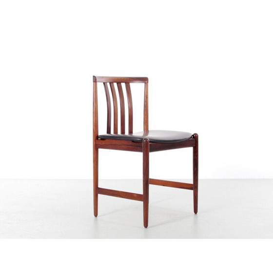 Image 1 of Set van 4 Scandinavische vintage stoelen in rozenhout en leer van Westnofa