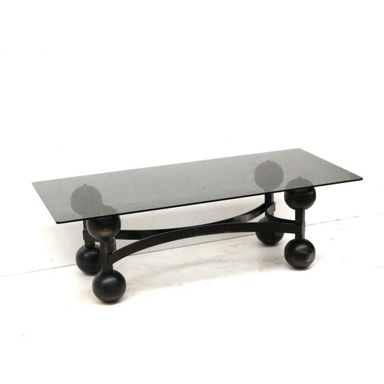 Image 1 of Grote Vintage Brutalist Space Age Salontafel Met Glazen Plaat Gemaakt In De Jaren  ’70