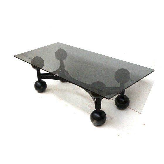 Image 1 of Grote Vintage Brutalist Space Age Salontafel Met Glazen Plaat Gemaakt In De Jaren  ’70