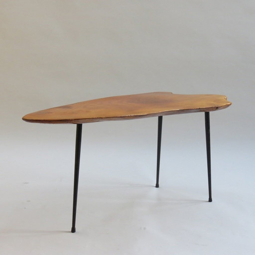 Salontafel met Waney rand uit 1950 Carl Aubock stijl