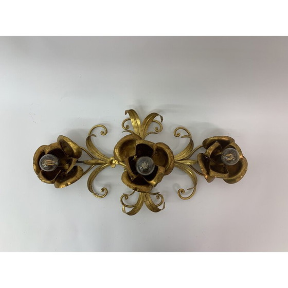 Image 1 of Vintage wandlamp bloemig, 1970