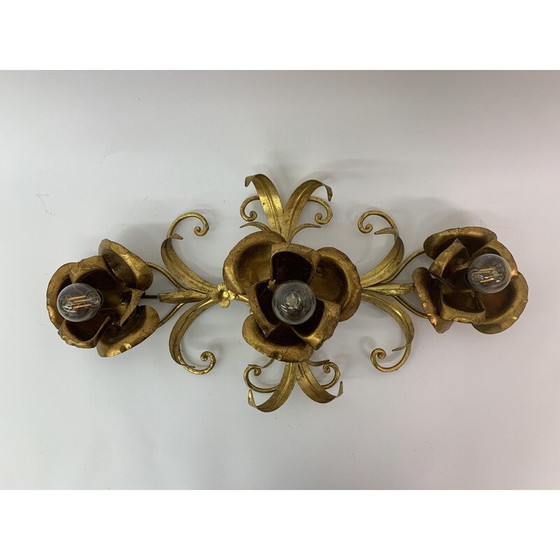 Image 1 of Vintage wandlamp bloemig, 1970