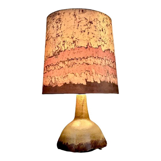 Image 1 of Vintage lamp van keramiek met zijden kap