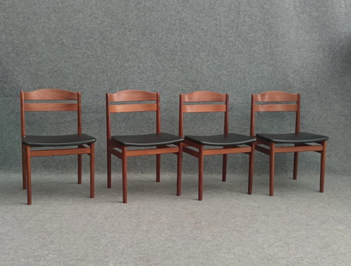 4× Deense stoelen Mid Century Modern Design Keukenstoel Teak 60s Vintage Retro 60S