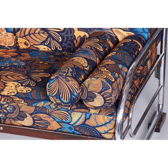 Image 1 of Vintage Bauhaus 3-zitsbank in chroomstaal en beuken door Robert Slezak, Tsjecho-Slowakije 1930