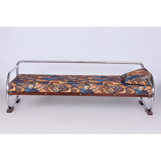 Image 1 of Vintage Bauhaus 3-zitsbank in chroomstaal en beuken door Robert Slezak, Tsjecho-Slowakije 1930