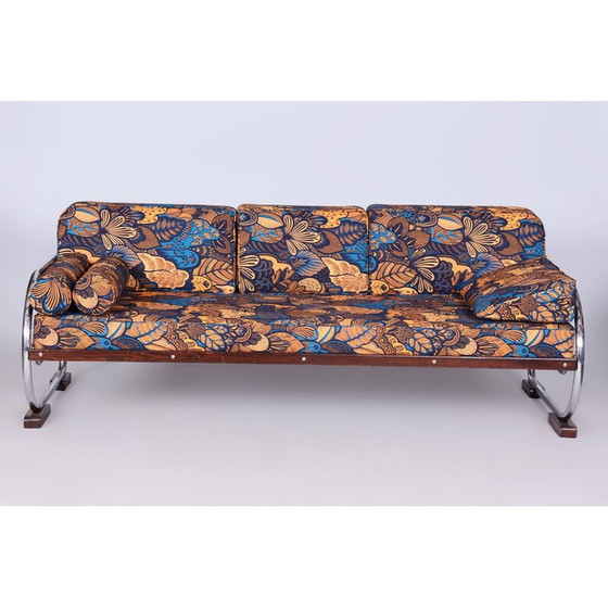 Image 1 of Vintage Bauhaus 3-zitsbank in chroomstaal en beuken door Robert Slezak, Tsjecho-Slowakije 1930