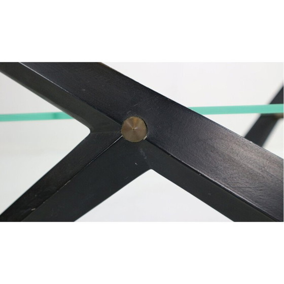 Image 1 of Vintage salontafel met zwart gelakt metalen frame van Jarden, Frankrijk 1950