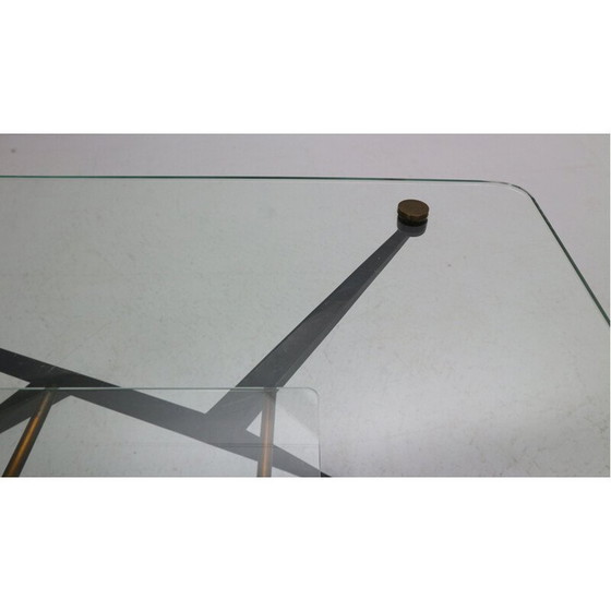 Image 1 of Vintage salontafel met zwart gelakt metalen frame van Jarden, Frankrijk 1950