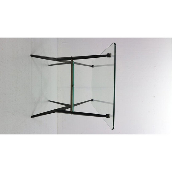 Image 1 of Vintage salontafel met zwart gelakt metalen frame van Jarden, Frankrijk 1950