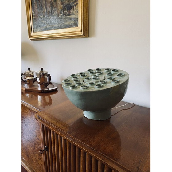 Image 1 of Vintage aquamarijn keramische lamp, Frankrijk 1980