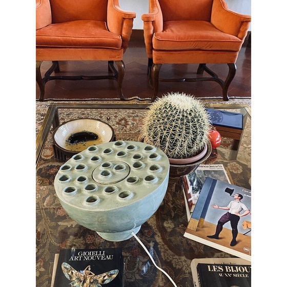 Image 1 of Vintage aquamarijn keramische lamp, Frankrijk 1980