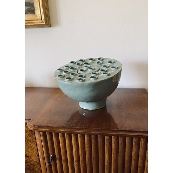 Image 1 of Vintage aquamarijn keramische lamp, Frankrijk 1980