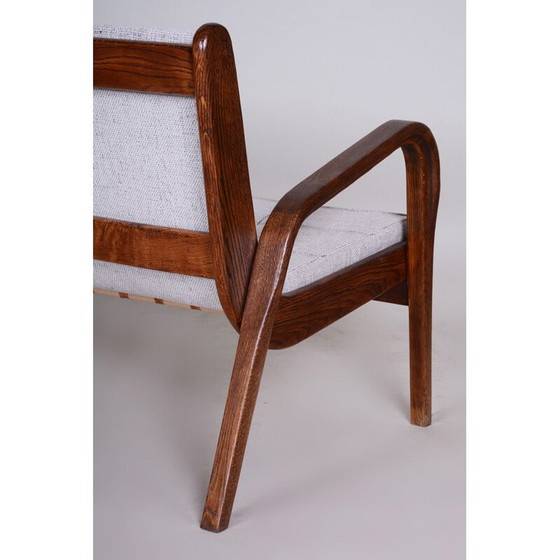 Image 1 of Mid century beukenhouten en opnieuw beklede bank van Jan Vanek, jaren 1950