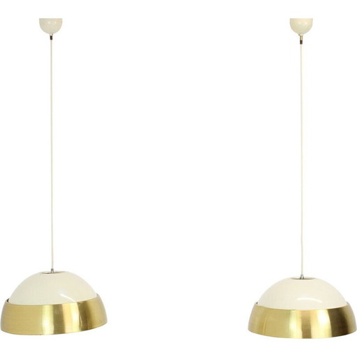 Paar vintage Space Age hanglampen van Napako, jaren 1970