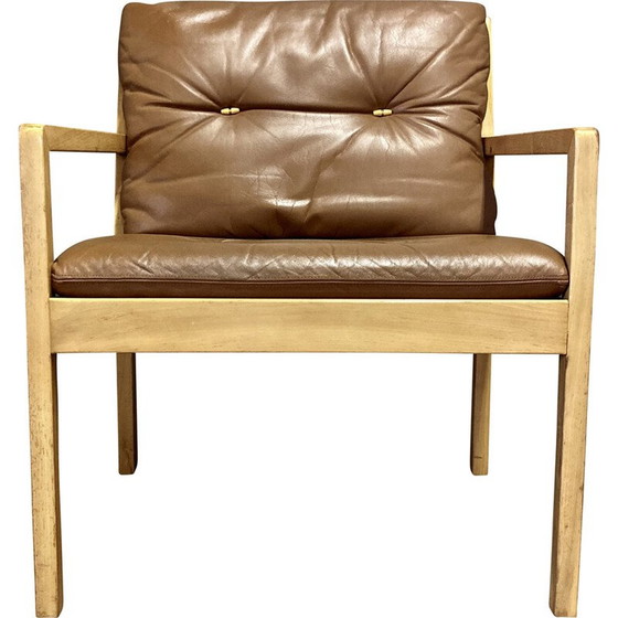 Image 1 of Scandinavische vintage leren fauteuil van Bernt Petersen, 1960