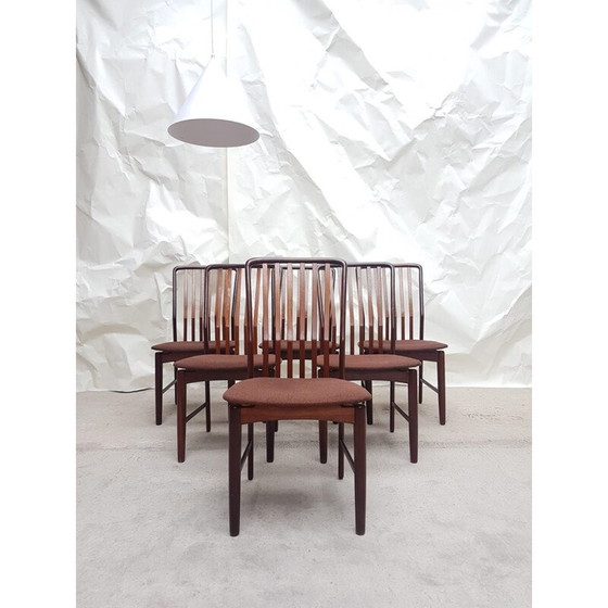 Image 1 of Set van 6 vintage teakhouten stoelen van Svend Aage Madsen, Denemarken