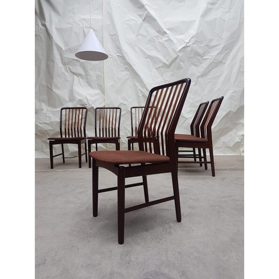 Image 1 of Set van 6 vintage teakhouten stoelen van Svend Aage Madsen, Denemarken