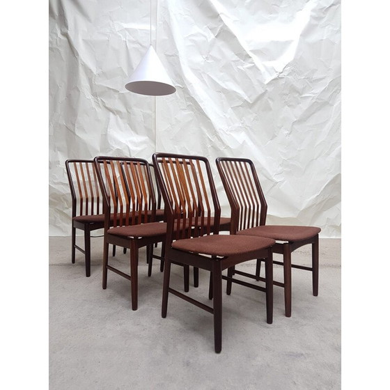 Image 1 of Set van 6 vintage teakhouten stoelen van Svend Aage Madsen, Denemarken