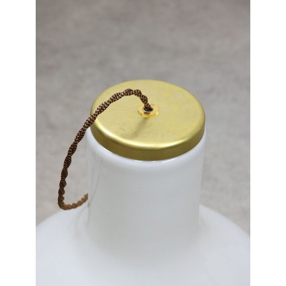 Image 1 of Vintage hanglamp van messing en opaline glas, Italië
