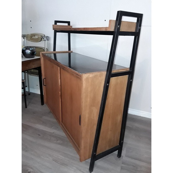 Image 1 of Vintage dressoir met zwart laminaatblad van Pierre Guariche, 1950