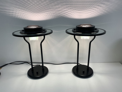 Set Of 2 Minimalist Post Modern Table Lamps, 1980’S