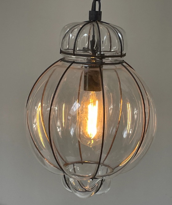 Image 1 of Venitiaanse hanglamp - Handgemaakt geblazen glas - Vintage