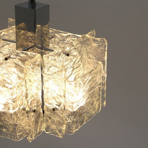 Vintage chromen kroonluchter met glazen diffusers van Mazzega, 1970