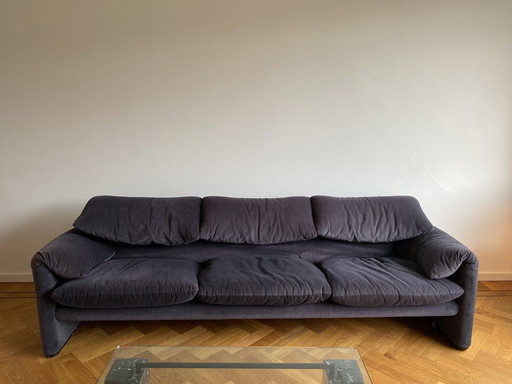 Cassina Maralunga Fluwelen 3-Zitsbank Vintage Vico Magistretti