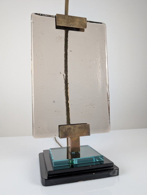 Image 1 of Pietro Chiesa Tafellamp Voor Fontana Arte In Glas En Messing