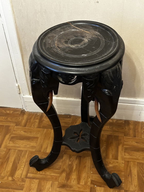 Image 1 of Olifantenkop voetstuk tafel van gezwart hout - houten slagtanden - Napoleon III