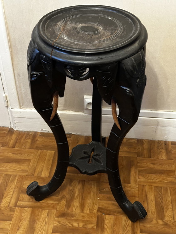 Image 1 of Olifantenkop voetstuk tafel van gezwart hout - houten slagtanden - Napoleon III