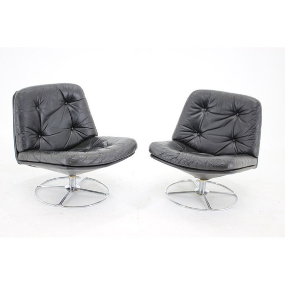 Image 1 of Paar vintage Peem leren lounge stoelen, Finland 1970