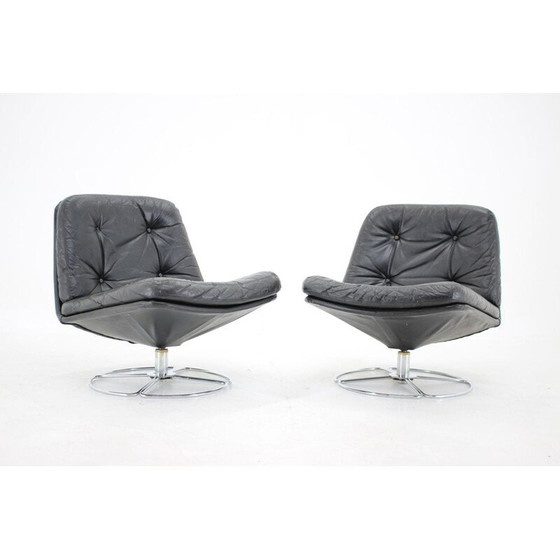 Image 1 of Paar vintage Peem leren lounge stoelen, Finland 1970