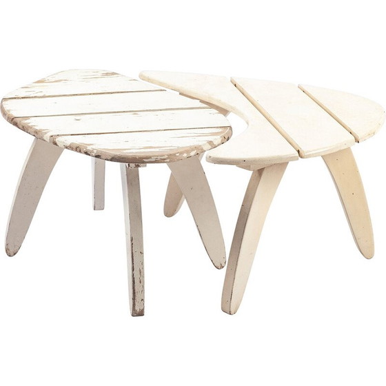 Image 1 of Paar vintage organische houten bijzettafels van Rausch, 1960