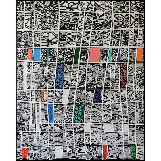 Image 1 of Vintage acryl op doek "Spring Vibes" door Alain Carpentier, 2022