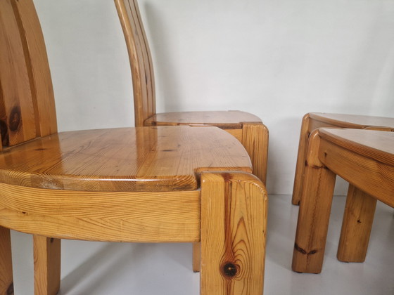 Image 1 of Vintage Brutalistisch Dennenhouten Stoelen
