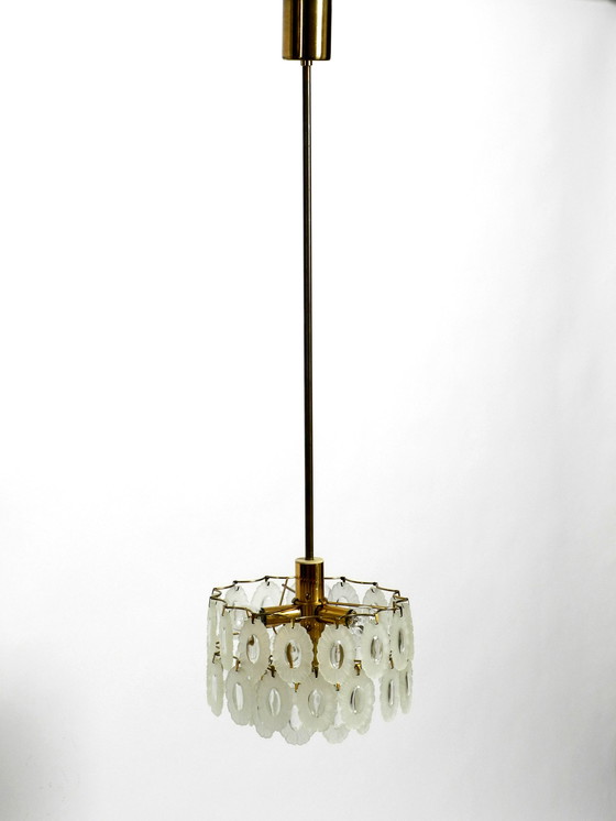 Image 1 of Italiaanse Mid Century kroonluchter met ovale Murano glazen