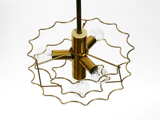 Image 1 of Italiaanse Mid Century kroonluchter met ovale Murano glazen