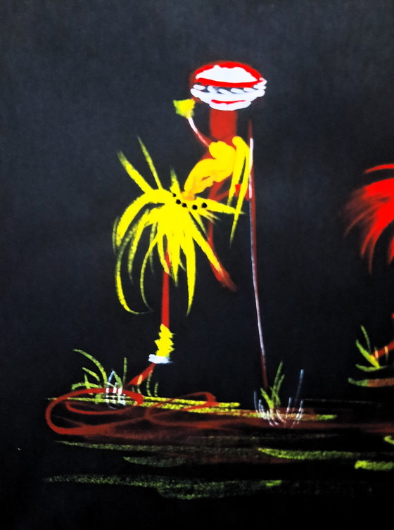 Image 1 of Gouache Afrikaanse Volkskunst Uit Congo 1950-1960