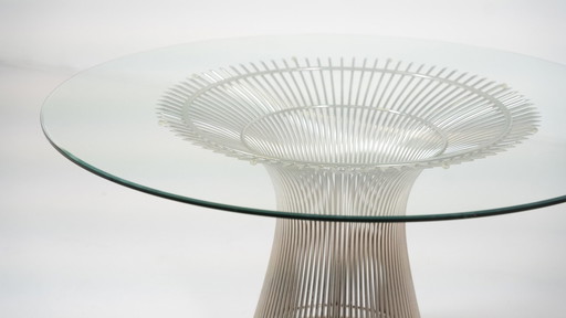 Mid Century Eettafel van Warren Platner voor Knoll, glas en metaal, 1966