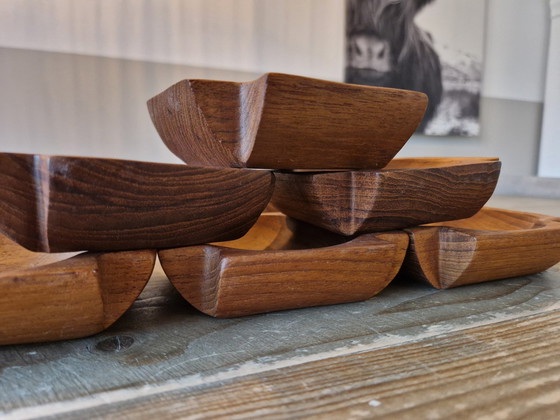 Image 1 of Mid Century Teak Houten Tapasset.