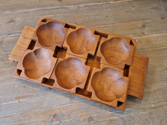 Image 1 of Mid Century Teak Houten Tapasset.